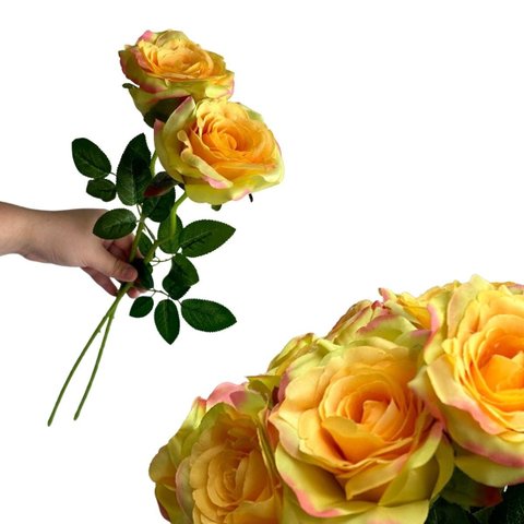 15 Rosas Artificiais Creme Premium para Arranjos de Festa e Decoração Fina