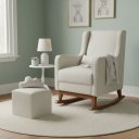 Ver imagem 1 de Poltrona de Amamentação com Balanço e Puff em Bouclé Bege Sophia