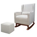 Ver imagem 2 de Poltrona de Amamentação com Balanço e Puff em Bouclé Bege Sophia