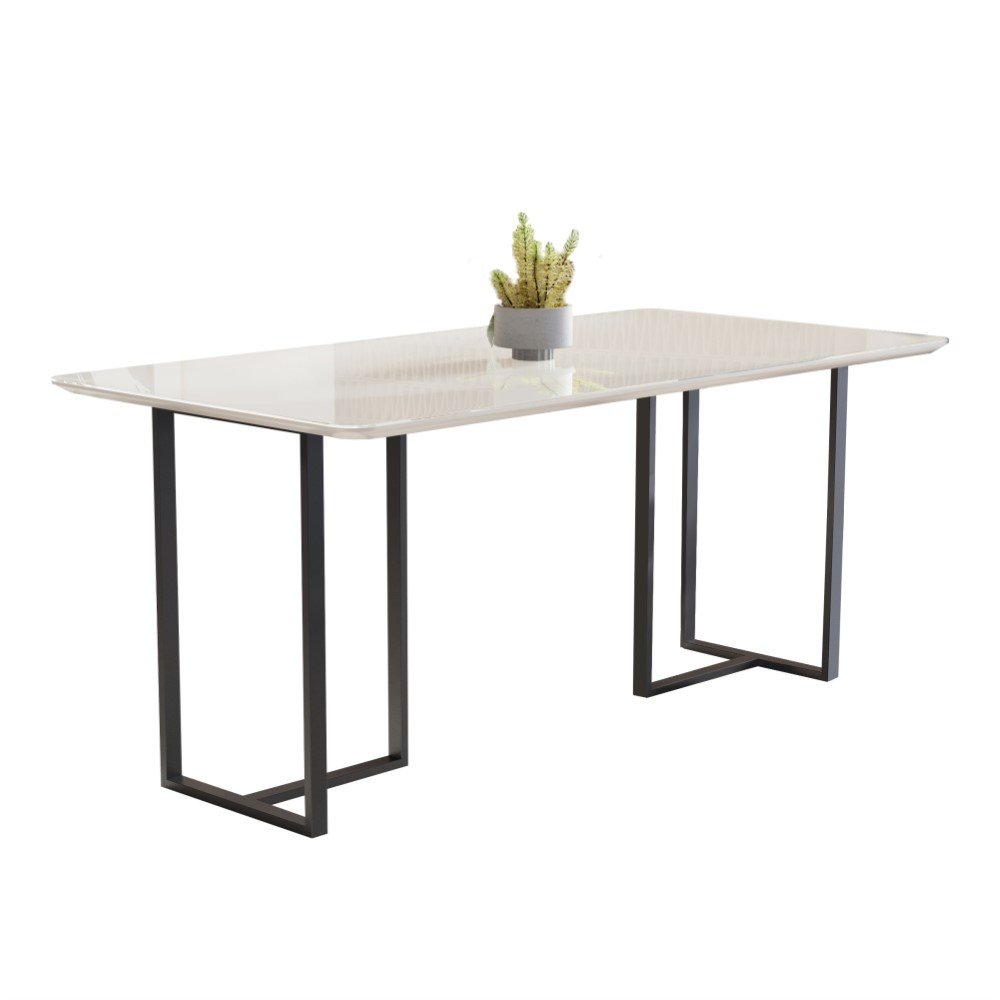 Mesa de Jantar 4 Lugares 135cm Tampo Vidro/MDF Atena - 1