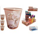 Ver imagem 1 de Kit Organizador Aramado, 7 Peças, Porta Lápis, Bandeja, Lixeira, Rose Gold, Gv Office