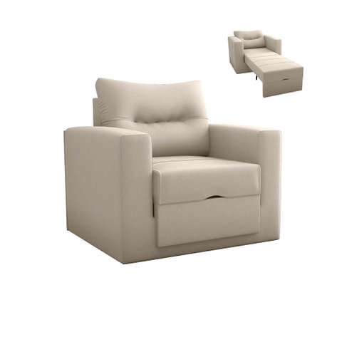 Sofá Cama Solteiro para Decoração Quarto Confortável - Suede - Sv Decor:bege