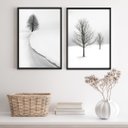 Ver imagem 1 de Kit 2 Quadros Paisagens Neve Árvores 24x18cm - com Vidro:madeira Branca