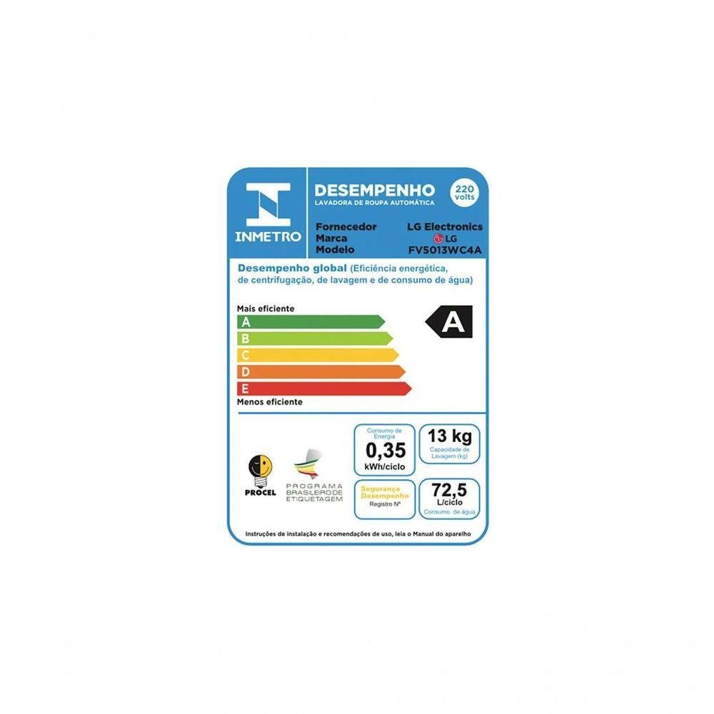 Lavadora de Roupa Lg Smart Vc4 13kg com Inteligência Artificial Aidd Branca Fv5013wc4 110v - 6