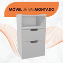 Ver imagem 5 de Kit Mesa de Cabeceira Voxa Móveis Mdf 60x30cm 2 Uni. Branco com Fundo Puxador Prata