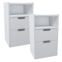 Ver imagem 1 de Kit Mesa de Cabeceira Voxa Móveis Mdf 60x30cm 2 Uni. Branco com Fundo Puxador Prata