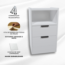Ver imagem 7 de Kit Mesa de Cabeceira Voxa Móveis Mdf 60x30cm 2 Uni. Branco com Fundo Puxador Prata