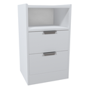 Ver imagem 2 de Kit Mesa de Cabeceira Voxa Móveis Mdf 60x30cm 2 Uni. Branco com Fundo Puxador Prata