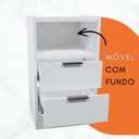 Ver imagem 6 de Kit Mesa de Cabeceira Voxa Móveis Mdf 60x30cm 2 Uni. Branco com Fundo Puxador Prata