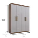 Ver imagem 2 de Guarda Roupa Colibri 4 Portas Mdf Castanho com Off White