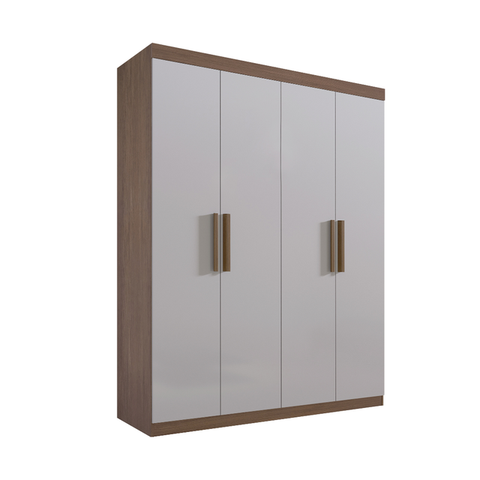 Guarda Roupa Colibri 4 Portas Mdf Castanho com Off White