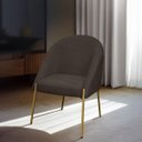 Ver imagem 5 de Banqueta Poltrona Lua Pé Metal Bouclê Ideal para Sala Penteadeira ou Salão:marrom