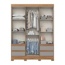 Ver imagem 4 de Guarda Roupa Casal 3 Portas 4 Gavetas Lema Cinza/Nature