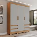 Ver imagem 1 de Guarda Roupa Casal 3 Portas 4 Gavetas Lema Cinza/Nature