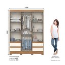 Ver imagem 3 de Guarda Roupa Casal 3 Portas 4 Gavetas Lema Bege/Nature/Off White