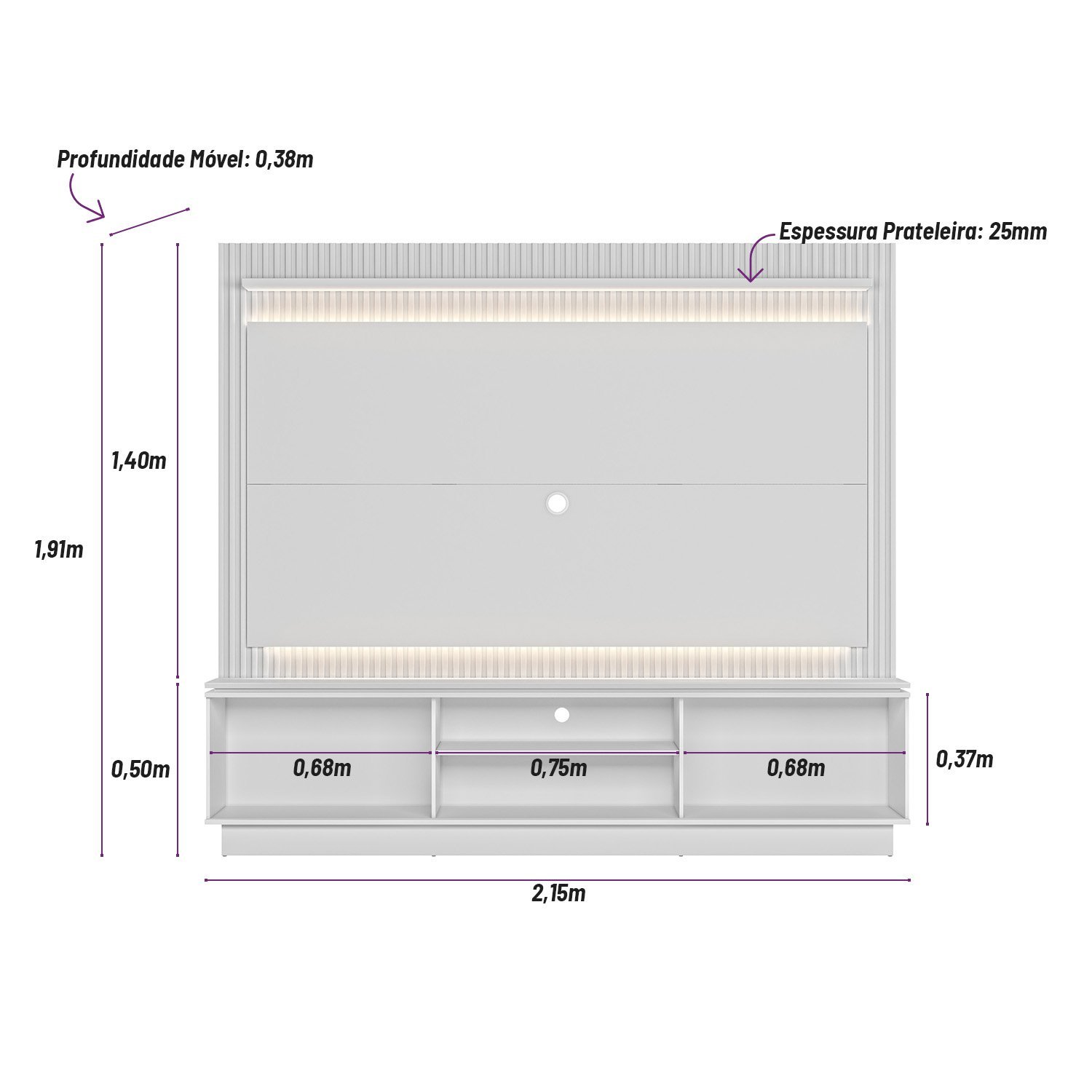 Home Guararapes para TV 75'' com Led Nature/Petra - Linea - 3