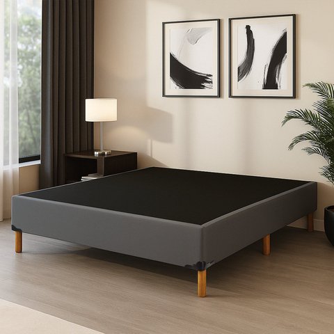 Base Cama Box Casal 39x138cm com 6 Pés Cinza