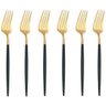 Conjunto de Garfos de Mesa Opera 22CM AÇO INOX CHAMPANHE/PRETO 6 Peças LYOR 1841 - 1