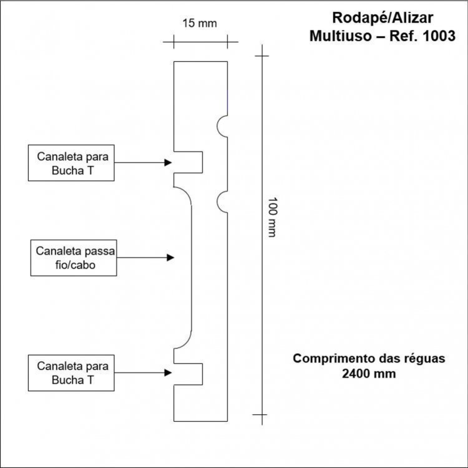 Kit Rodapé de MDF 20 Barras Frisadas de 10cm x 2,40m Rende 48 Metros Moldufama - 2