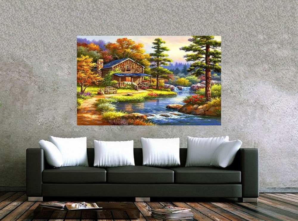 Quadro Pintura Paisagem Óleo Sobre Tela 3014: 70cm (A) x 110cm (L) - 2