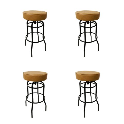 Banqueta Bar Altura 65cm Giratória cor Preta Assento cor Caramelo grosso Combo 4 Peças Poltronas do 