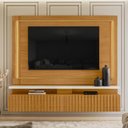 Ver imagem 1 de Painel Bancada Suspensa com Led Tvs até 75 Polegadas Gaia - Cinamomo/off White