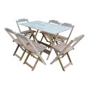 Ver imagem 5 de Kit 5 Jogos De Mesa Dobravel Com 6 Cadeiras De Madeira 120X70 Para Restaurante E Bar - Sem Pintura