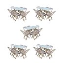 Ver imagem 1 de Kit 5 Jogos De Mesa Dobravel Com 6 Cadeiras De Madeira 120X70 Para Restaurante E Bar - Sem Pintura