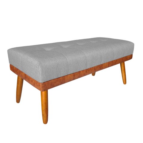 Banco Estofado Roma 160cm Courissimo Nozes/linho Cinza - Inova Decorações