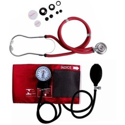 Kit Esfigmomanômetro + Estetoscópio Rappaport Vermelho Premium Gtech - 1