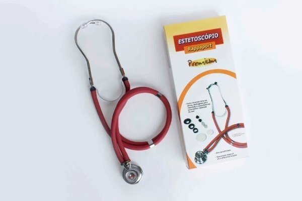 Kit Esfigmomanômetro + Estetoscópio Rappaport Vermelho Premium Gtech - 3