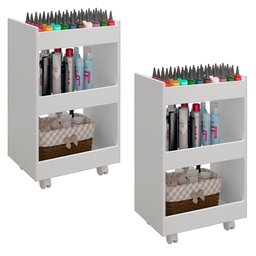 Kit 2 Carrinho Organizador Salao Estetica Manicure Branco Mobbs Branco - 1