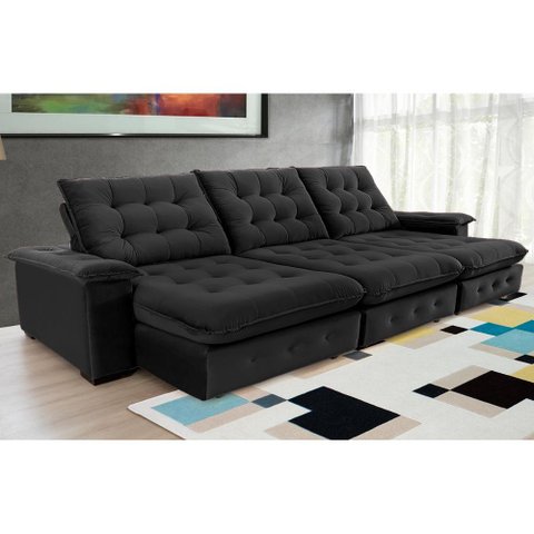 Sofá Coliseu Super Pillow 3,70m Preto
