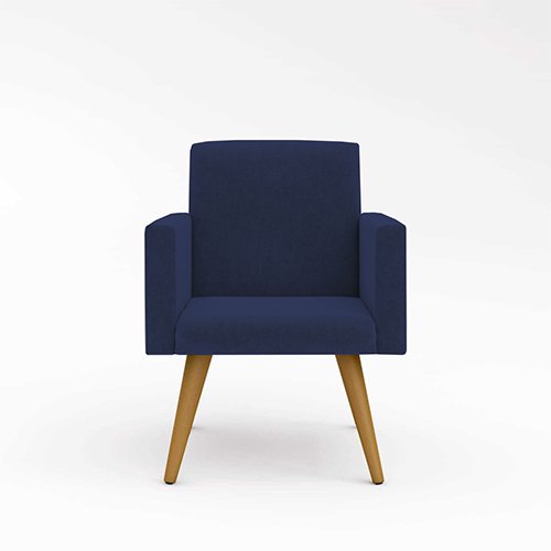 Kit 4 Poltronas Decorativas - Cadeira Escritório Recepção Cor:Azul-Marinho - 4