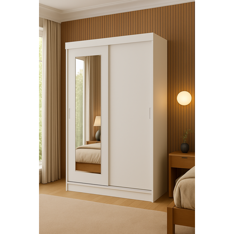 Guarda Roupa 2 Portas Correr Espelho 1,20m Roupeiro