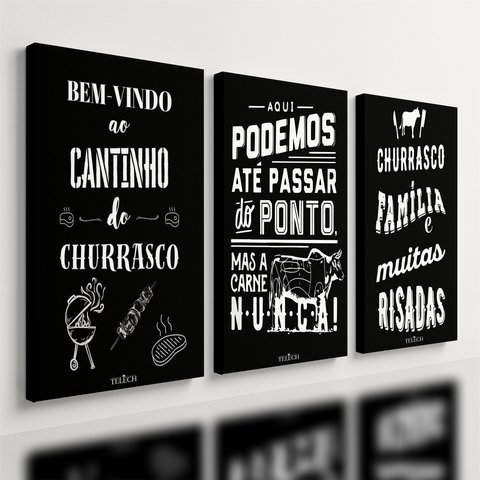 Kit 3 Quadro Decorativo Churrasco Área de Churrasqueira 40x28cm
