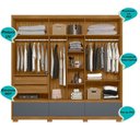 Ver imagem 6 de Guarda Roupa Casal 6 Portas 3 Gavetas Freijó / Cinza Amazonas - Moval