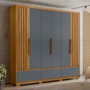 Ver imagem 2 de Guarda Roupa Casal 6 Portas 3 Gavetas Freijó / Cinza Amazonas - Moval