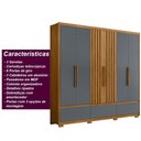 Ver imagem 7 de Guarda Roupa Casal 6 Portas 3 Gavetas Freijó / Cinza Amazonas - Moval