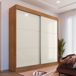 Guarda Roupa Casal Flex 2 Portas Deslizante 4 Gavetas Montes Claros Cedro Areia - Saga Decor - 2