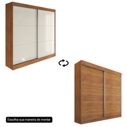 Guarda Roupa Casal Flex 2 Portas Deslizante 4 Gavetas Montes Claros Cedro Areia - Saga Decor - 3