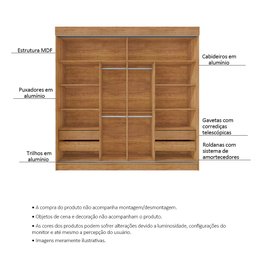 Guarda Roupa Casal Flex 2 Portas Deslizante 4 Gavetas Montes Claros Cedro Areia - Saga Decor - 4