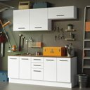 Ver imagem 1 de Kit com 2 Balcões e 2 Armários Aéreos Multiuso 200cm Branco/rustic Agata Madesa Branco/rustic