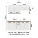Ver imagem 4 de Kit com 2 Balcões e 2 Armários Aéreos Multiuso 200cm Branco/rustic Agata Madesa Branco/rustic