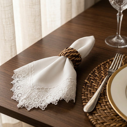 Porta Guardanapos Rattan Natural 70% Bambu 30% Rattan 5x4cm