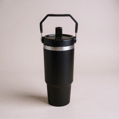 Garrafa Térmica Ms-983 900ml com Bico com Alça Flip Tumbl Aço Inoxidável Academia Trabalho:Preto