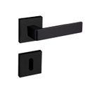 Ver imagem 2 de Fechadura Porta Interna Quarto Sala Modena Pado Preta 55mm Quadrada Chave Grande Ept