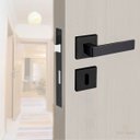 Ver imagem 4 de Fechadura Porta Interna Quarto Sala Modena Pado Preta 55mm Quadrada Chave Grande Ept