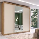 Ver imagem 1 de Guarda Roupa Casal com Espelho 3 Portas de Correr 100% MDF London Yescasa