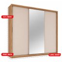 Ver imagem 3 de Guarda Roupa Casal com Espelho 3 Portas de Correr 100% MDF London Yescasa